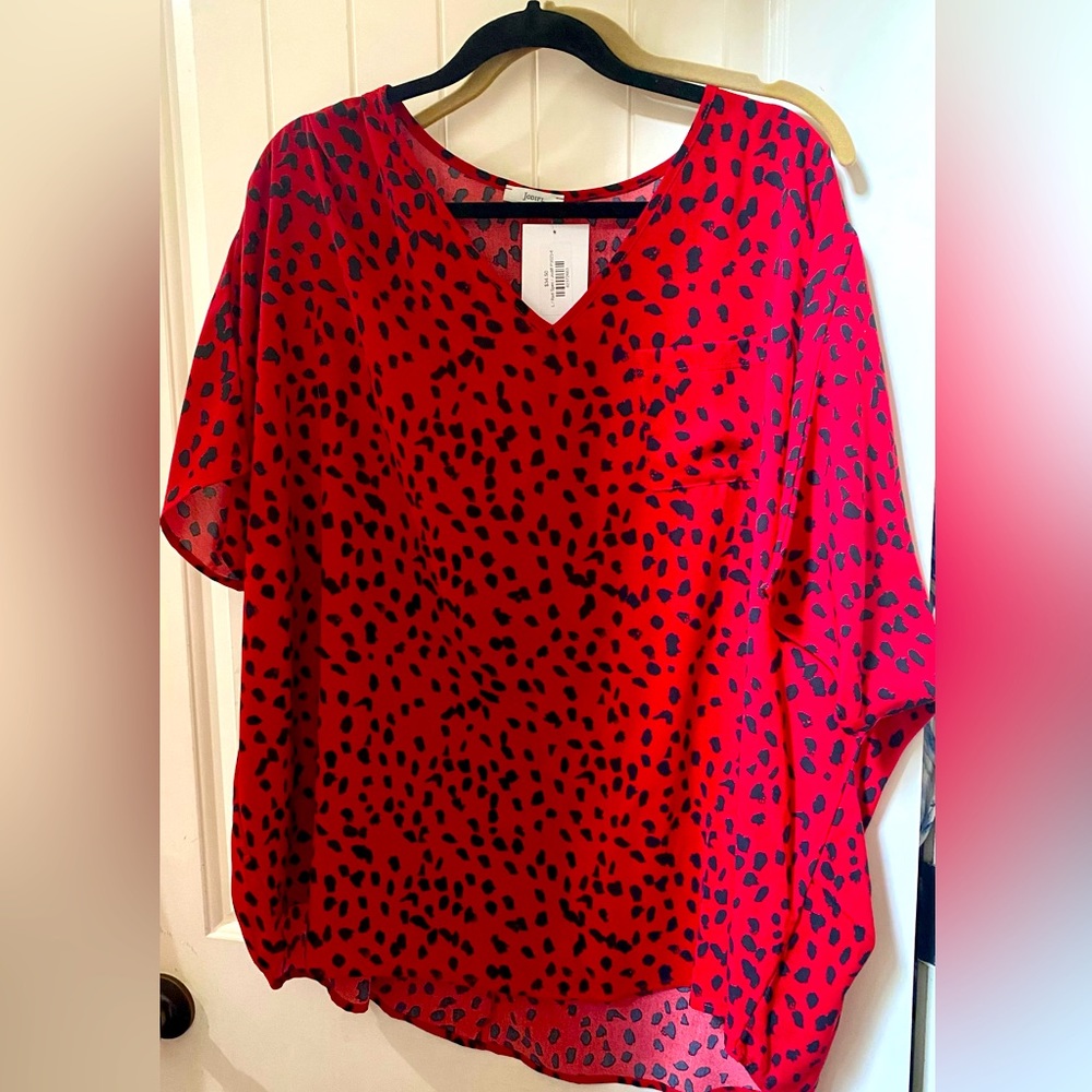 NWT Jodifl brand red and black tunic top